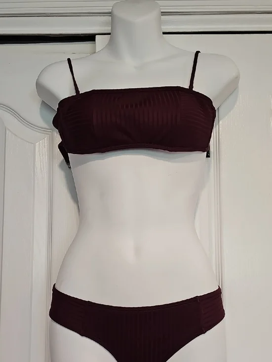 Abercrombie & Fitch Sz XXS Ribbed Oxblood Ribbed Bikini NWT - Picture 1 of 8